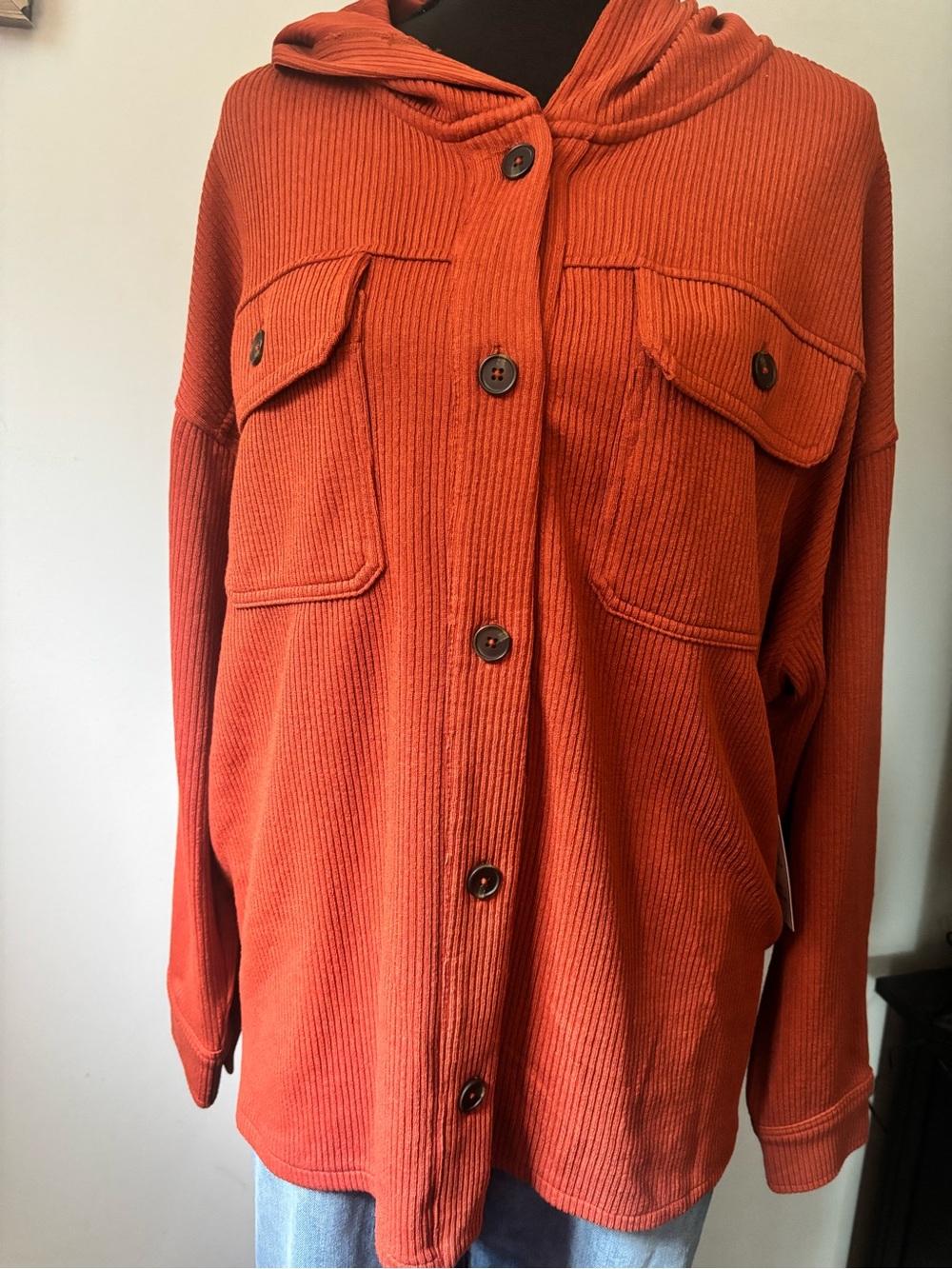 Rust Button-Front Hooded Jacket - Picture 2 of 9
